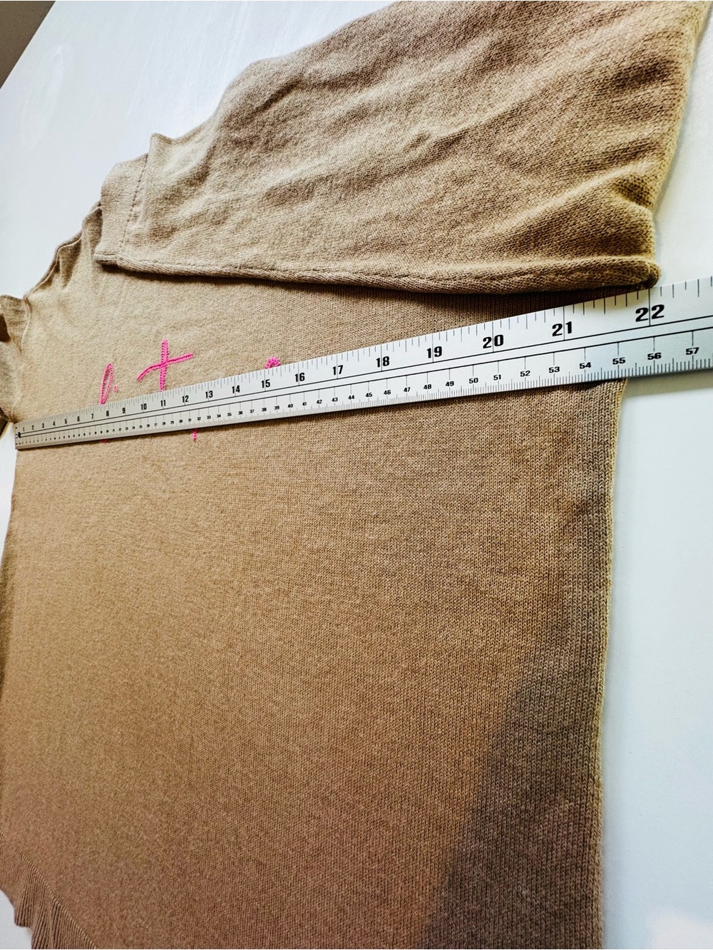 LOFT L’Automne Autumn Fall Sweater M Tan Pink Embroidered - Picture 5 of 9